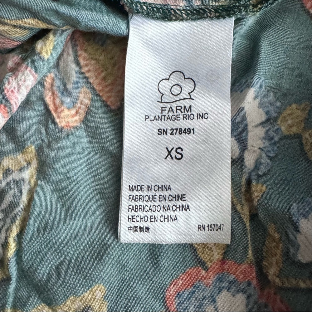 Farm Rio Anthropologie Long Sleeve Printed Tiered Blouse Sz XS - Picture 10 of 12
